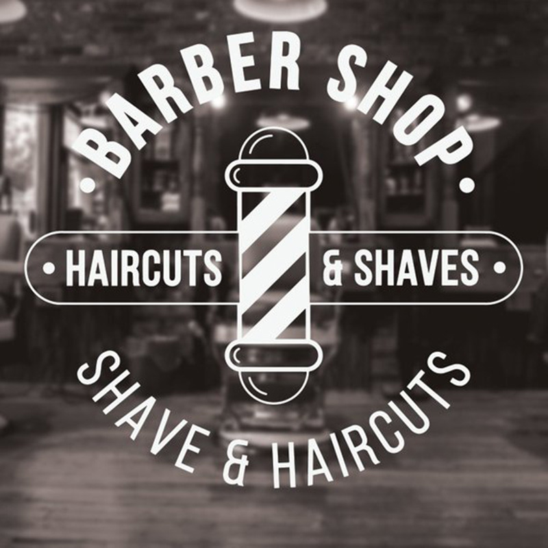 Home Barbershop - 이발소 로고 벽 데칼 전통적인 이발사