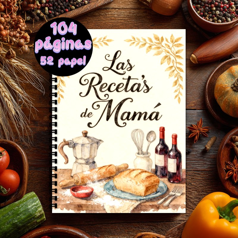 Cocktail Recipe Book - 스페인어 레시피 노트북 A5 남녀공용 레시피북