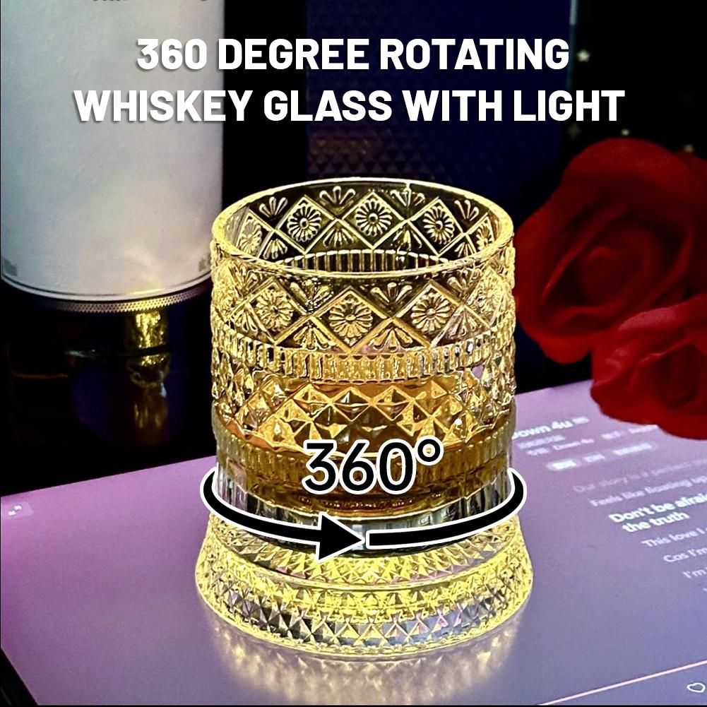 360 °   LED 조명이 있는 회전하는 위스키 잔, - Old Fashioned Glass 리뷰 및 가격