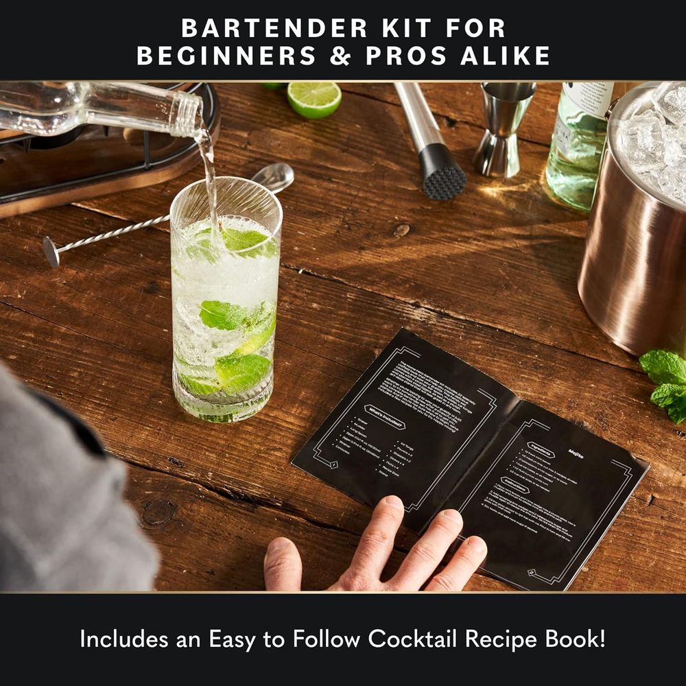 22종 칵테일 쉐이커 & 바 도구 세트 - 나무 스탠드 - Cocktail Recipe Book 리뷰 및 가격