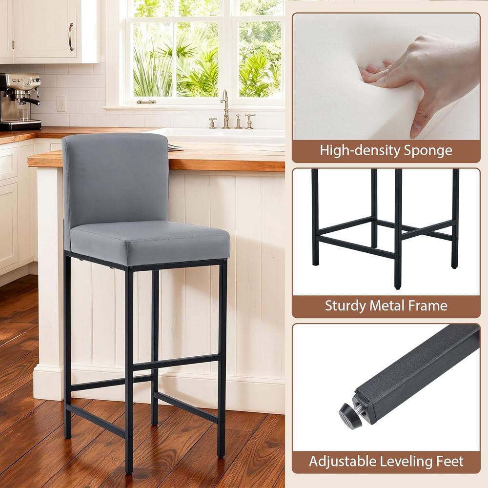 회색 인조가죽 바 스툴 4개 세트(금속 다리 포함, 주 - Home Bar Stools 리뷰 및 가격