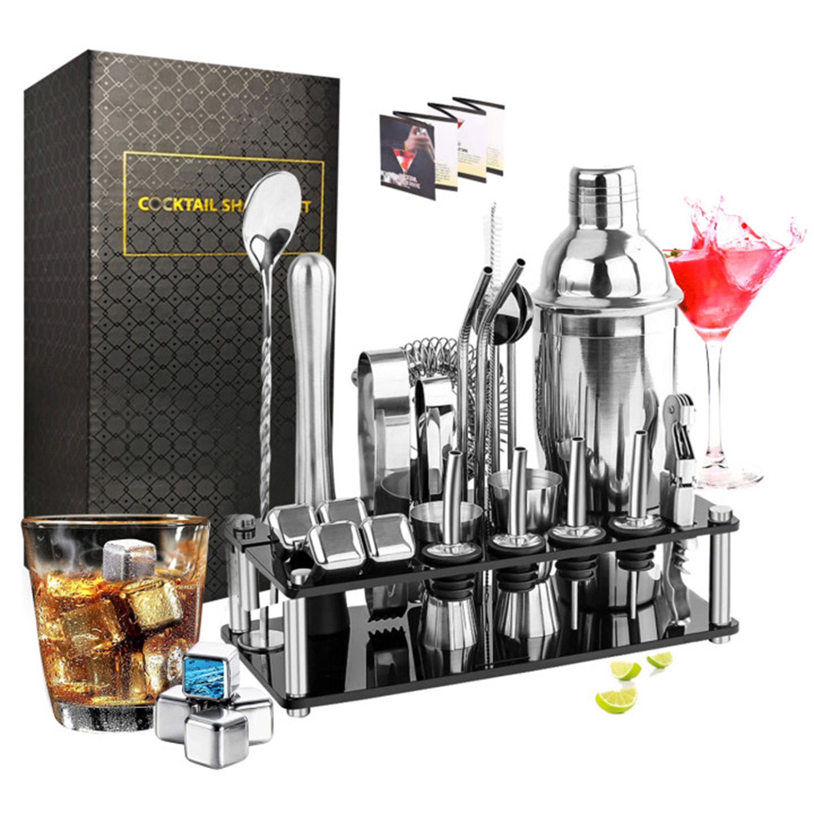 칵테일 만들기 세트 셰이커 스테인레스 스틸 바 도구 바 - Cocktail Recipe Book 리뷰 및 가격